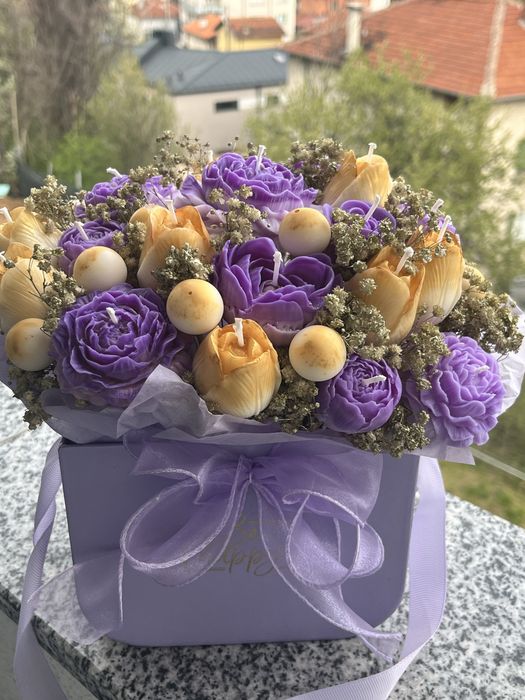 Ръчно изработена кутия с ароматни соеви свещи