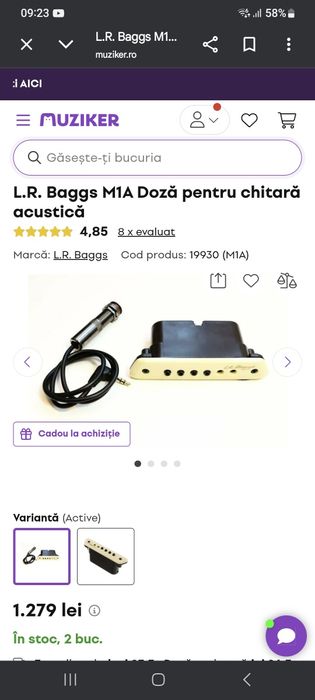Doză chitarâ acustică LR.Baggs M1 activ