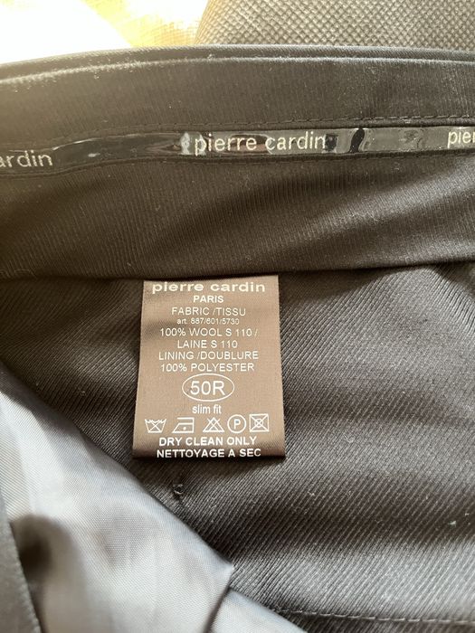 Мъжки черен стилен костюм Slim Fit  Pierre Cardin  50 размер