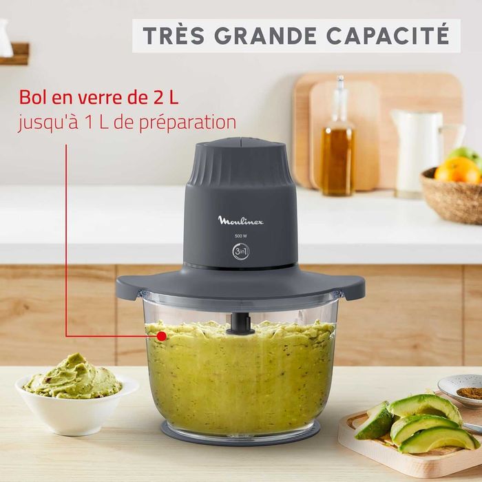 Moulinex Choppeo, чопър, стъклена купа 1л,  2 скорости, Java Pepper