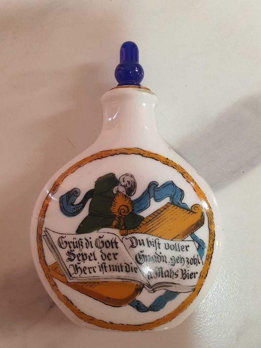 Vând recipient 1900/sticluta parfum decorativ porțelan, dop original,