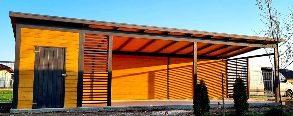 Foisor pavilion din lemn 4x3m Bucuresti montaj 4 ore terasa foisor per