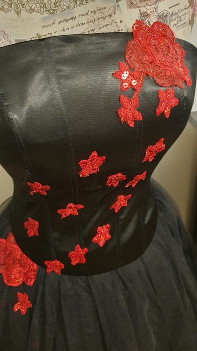 Rochie balerina tulle negru broderie aplicata