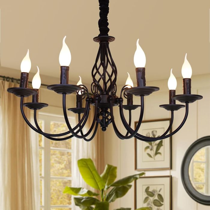 Полилей тип свещник 6 глави бял/бронзов винтидж