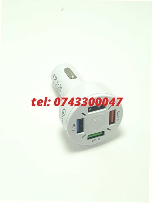 Incarcator Universal Masina Auto 4 Porturi Bricheta Usb Qc Fastcharge