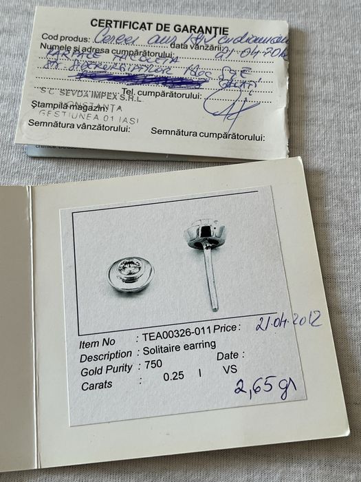 Cercei aur cu diamante