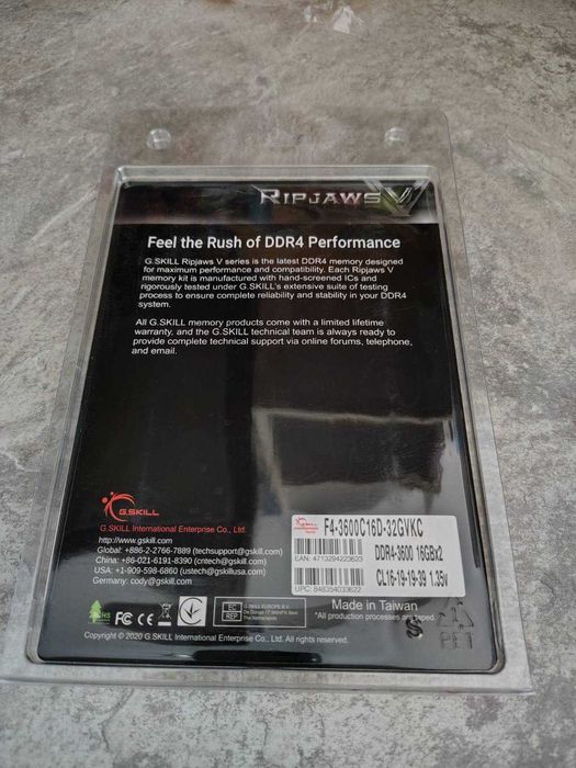 Ram Рам памет G.SKILL Ripjaws V 32GB DDR4 2X16 3600MHz CL16 Нова Г-ция