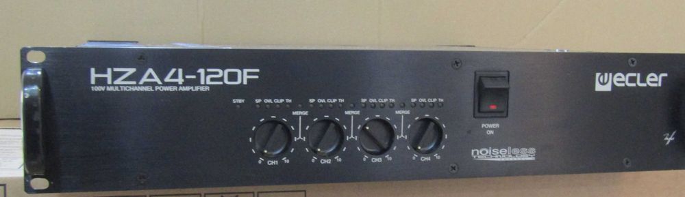 Amplificator Ecler HZA4-120F 4 canale MERGING cu iesiri directe de 4 x 120 W RMS @ 100 V