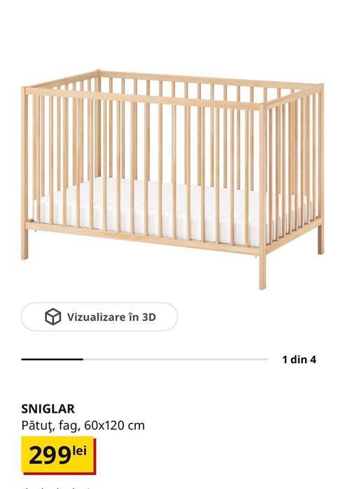Pătuț fag + saltea cocos