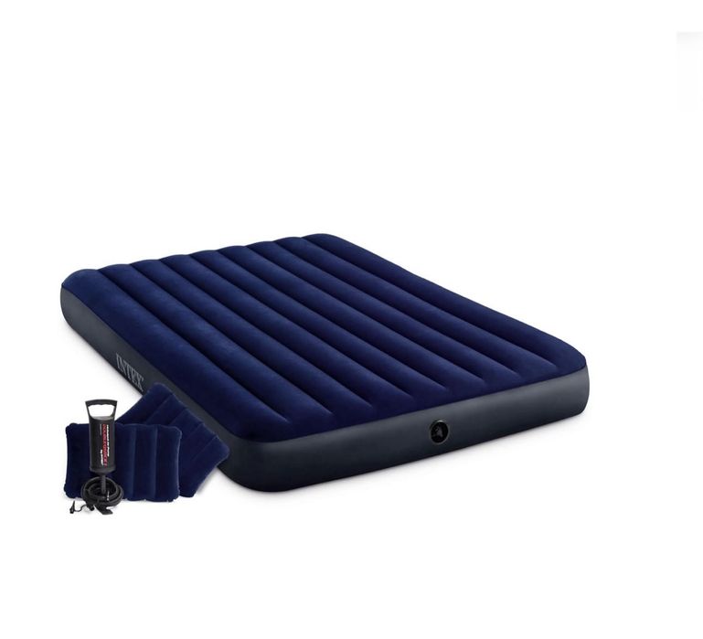 Saltea gonflabila 203x152x25 + pompa + 2 perne