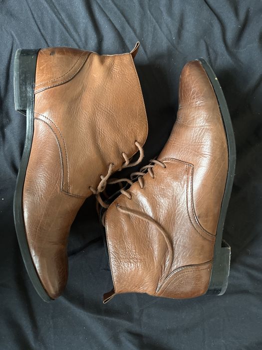 Pantofi piele maro varf ascutit