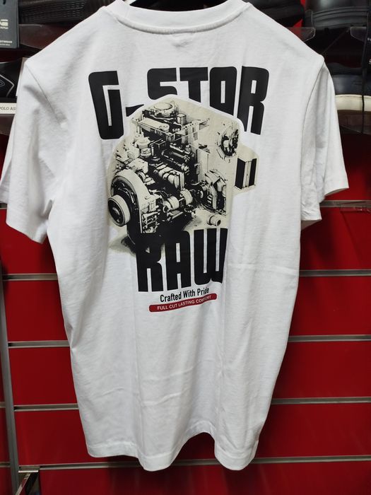 Уникална тениска G-Star Raw Engine Loose L XL нова мъжка бяла