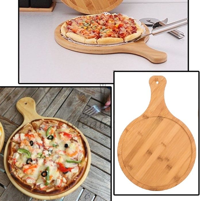 Кръгла бамбукова дъска за пица - два размера