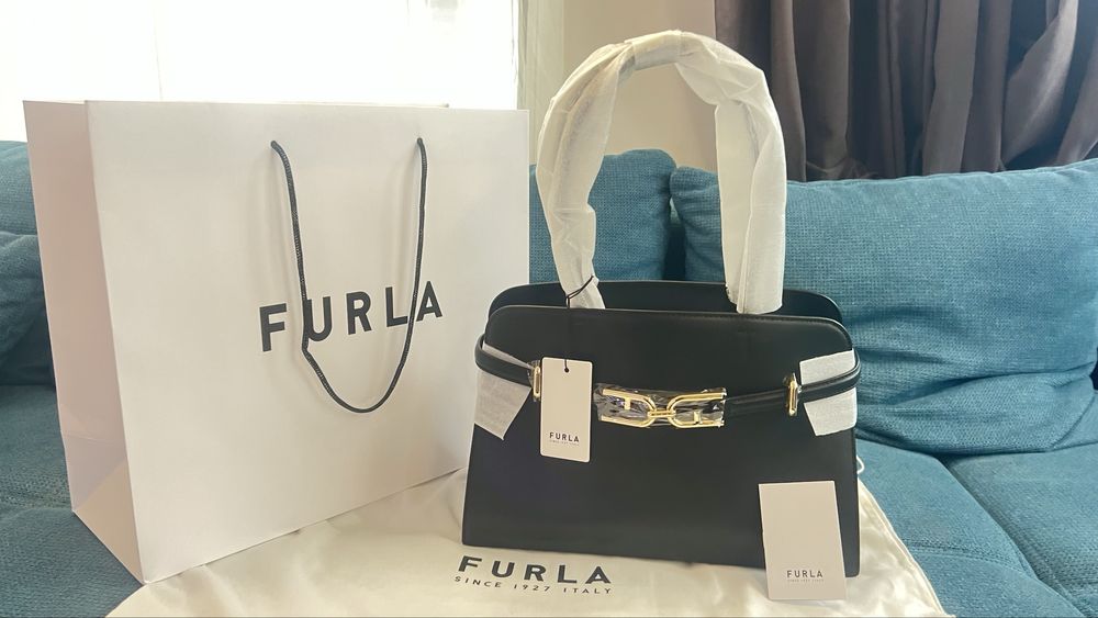FURLA Meti Nero Cioccolato Stucco,Dalia.100%ориг.М размер,сериен номер