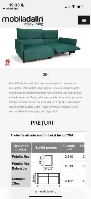 Canapea mobila dalin