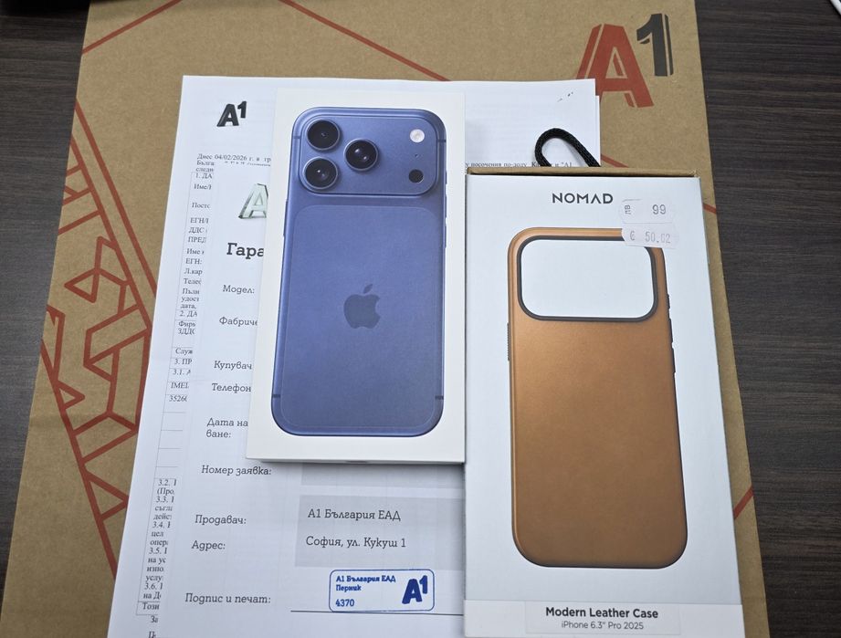 КАТО НОВ 256GB iPhone 17 Pro A1 Гаранция 2028 Deep Blue