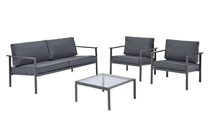 Set mobilier gradina Mobexpert, pentru 4 persoane, gri antracit