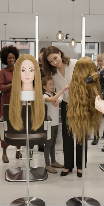 100% ЕСТЕСТВЕНА Тренировъчна YAKI глава за грим и прически със стойка