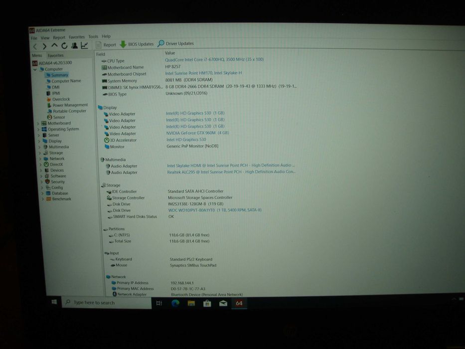 HP Omen 15 i7-6700HQ nVidia GTX 960M 4Gb SSD 128Gb HDD 1Tb RAM 8Gb