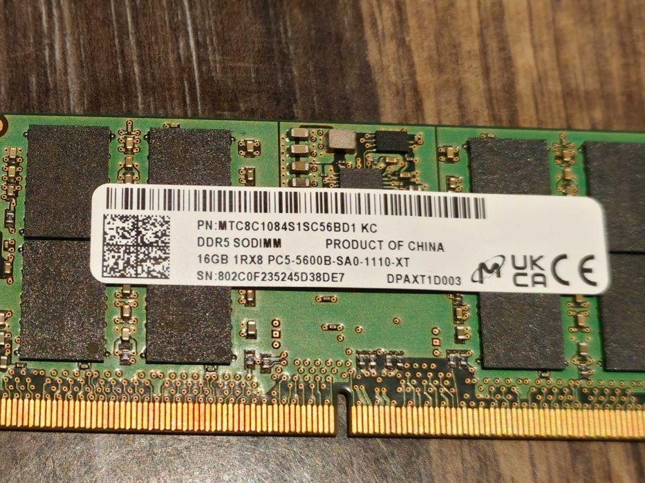 Памет 32GB (2x16GB) DDR5 5600MHz Micron – MTC8C1084S1SC56BD1 SODIMM