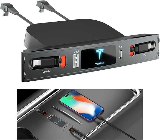 USB хъб, докинг станция с 4 порта за зареждане  за Tesla Model 3/Y