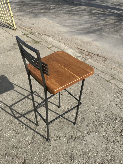 Индустриален бар стол масив дъб и метал | Loft / Scandinavian style