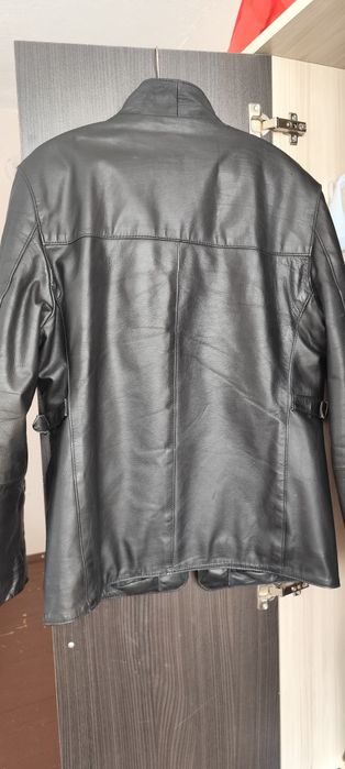 Мъжко черно кожено яке – естествена кожа, размер L, цип YKK