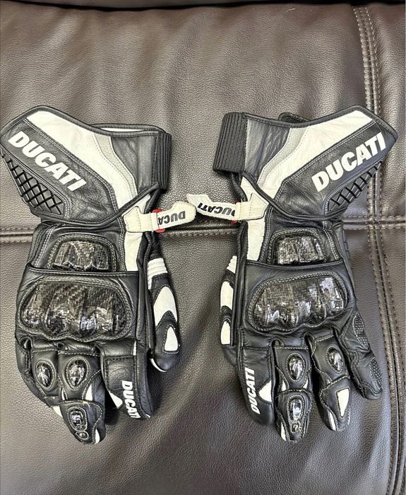Mănuși Moto Ducati racing din piele cu protecții carbon