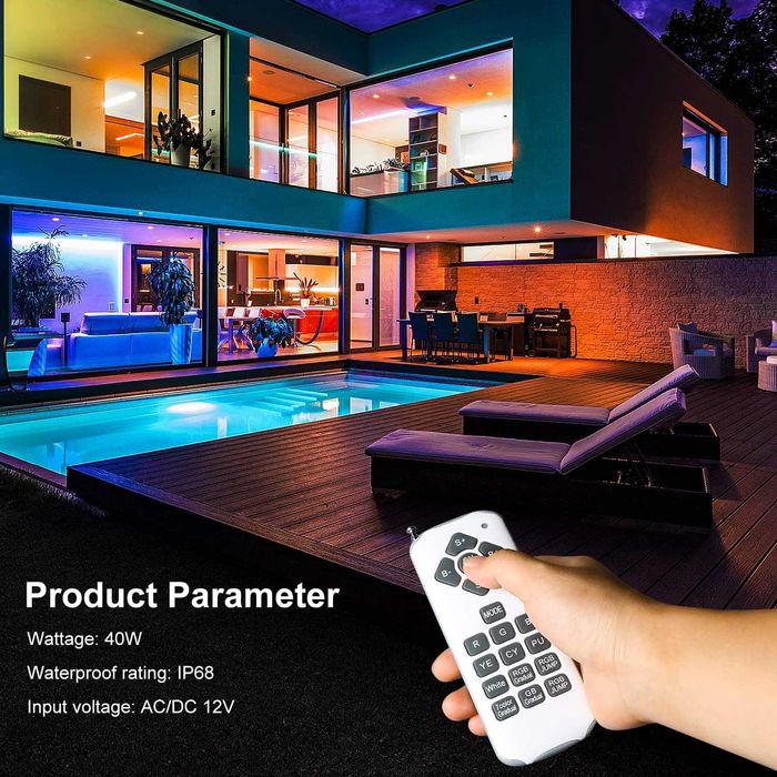 НОВО! RGB LED осветление за басейн – 40W с дистанционно