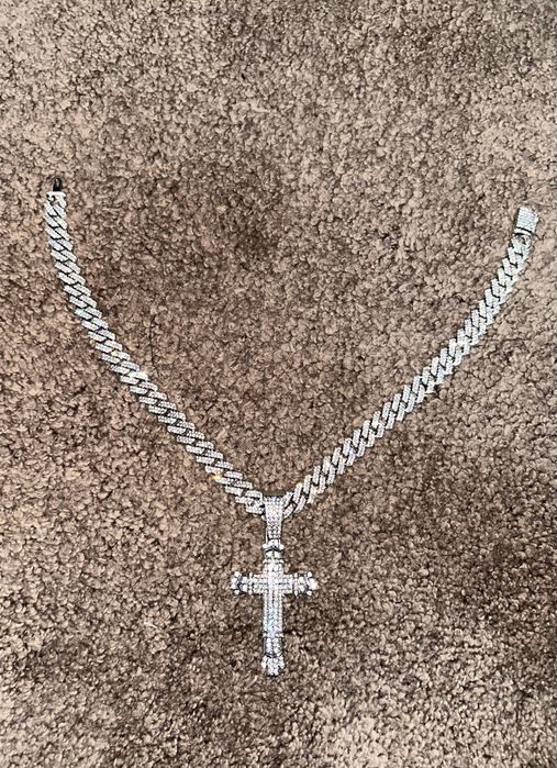 Lanț Cuban 47 cm + Pandantiv Cruce 7 cm – Set sau separat