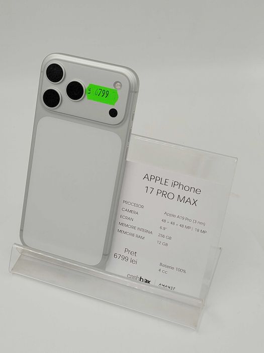 Garantie 24 luni Iphone 17 PRO MAX 256GB baterie 100% 4cc CashBox