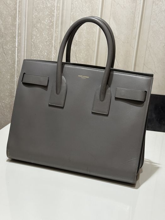 Дамска кожена чанта Saint Laurent Sac De Jour Large / Grey