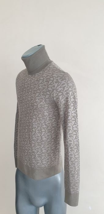 Emporio Armani Wool Knit Monogram/ XS - S НОВО ОРИГИНАЛ Мъж Вълнa Поло