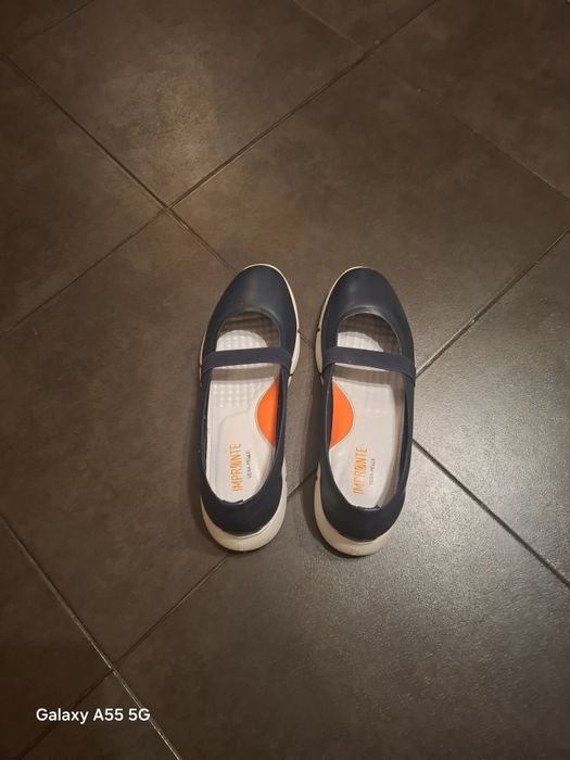 Уникални обувки, син цвят от естествена кожа