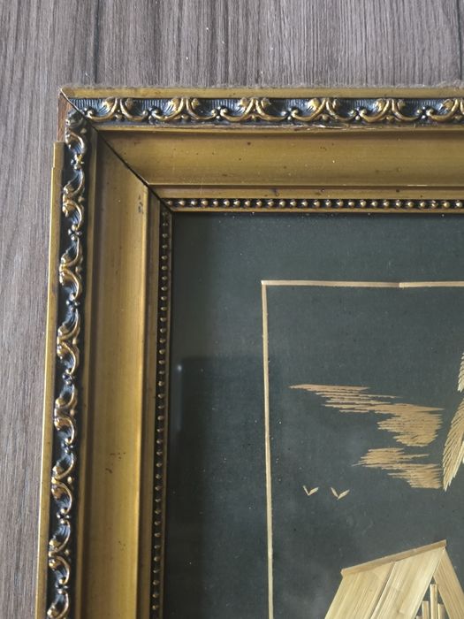 tablou decorativ realizat prin tehnica „straw art”