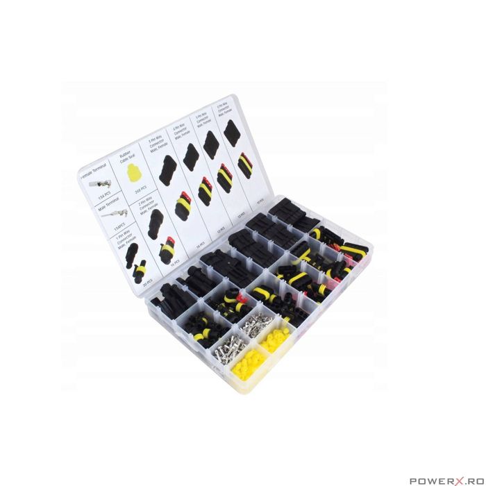 Set conectori pentru cabluri electrice, pini, 622 piese, Asta