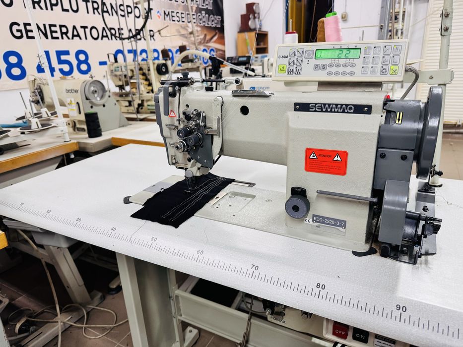 Masina de cusut 2 ace Dublu transport Sewmaq automata taiere ata