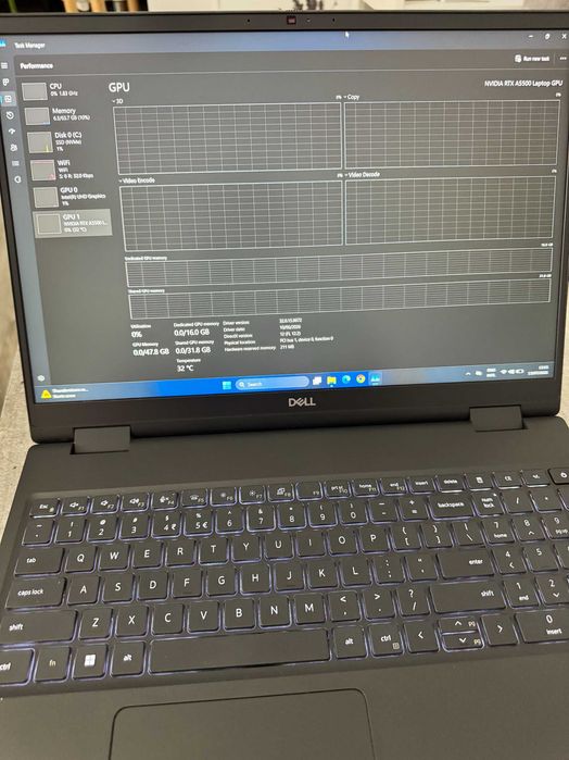 Dell Precision 7670, i7-12850HX, 64GB DDR5 CAMM, Nvidia RTX A5500 16GB