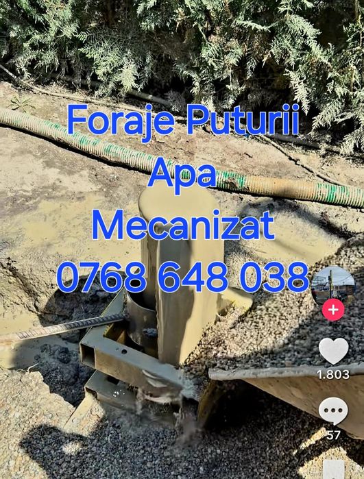 Foraje Puturi Apa Mecanizat 40-80m Adancime