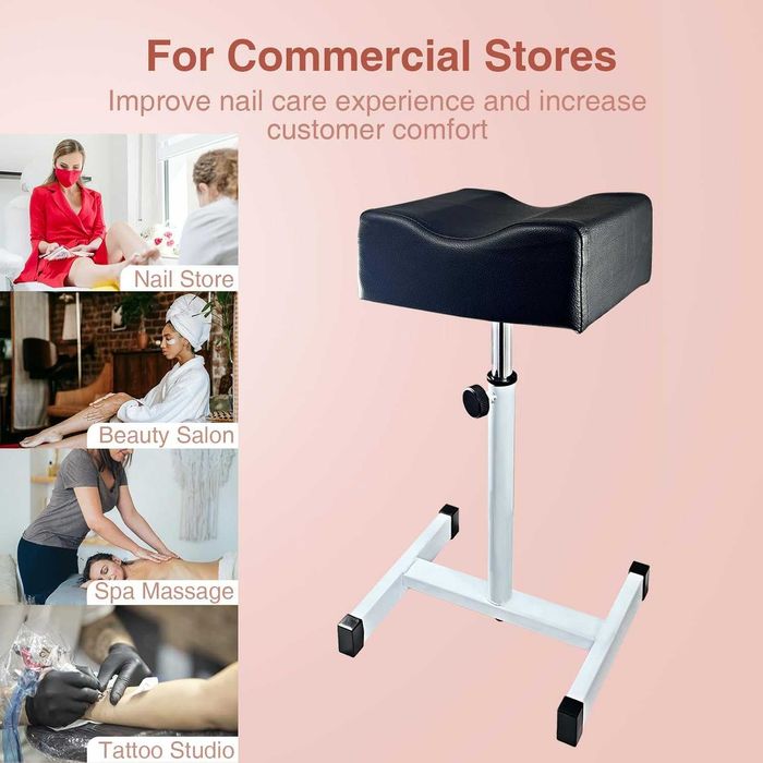 Поставка стол за педикюр с регулируема стойка за крака черен Табуретка