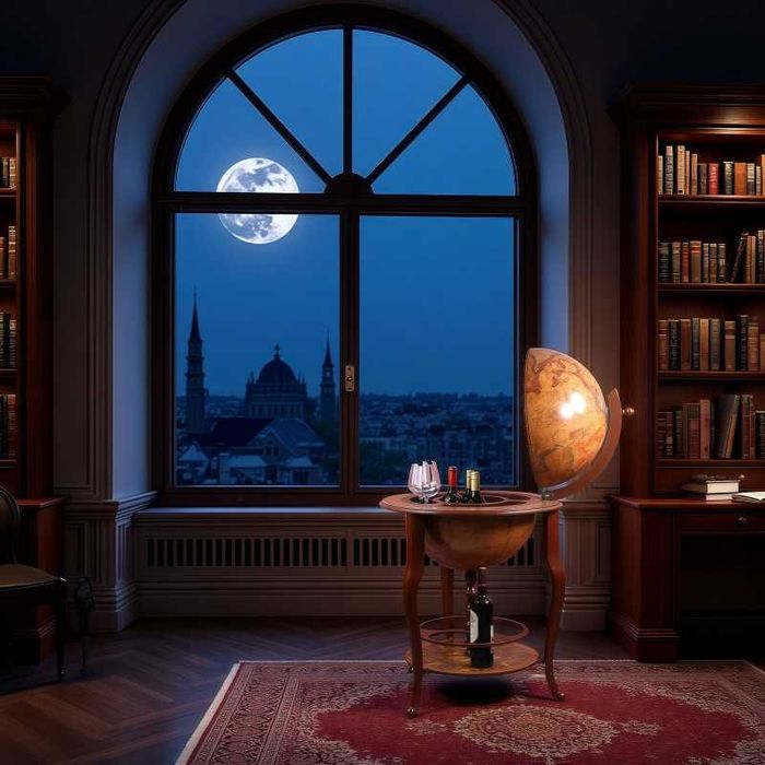 Нов - Голям Глобус Луксозен Мини Бар - Поставка за Бутилка  - Юбилей!