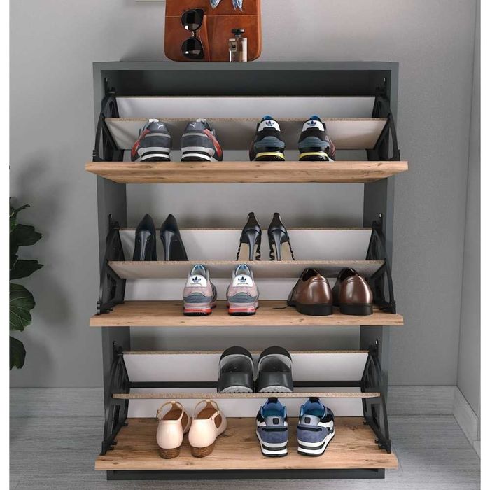 Pantofar 18 perechi, nou,  pal melaminat Antracit cu Pin, 110x70x 24