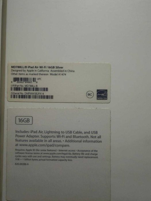 Apple iPad Air 1 16GB Wi-Fi Silver – Cutie originală, achizitionat de nou din SUA