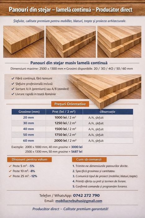 Producator panouri stejar lamela continua