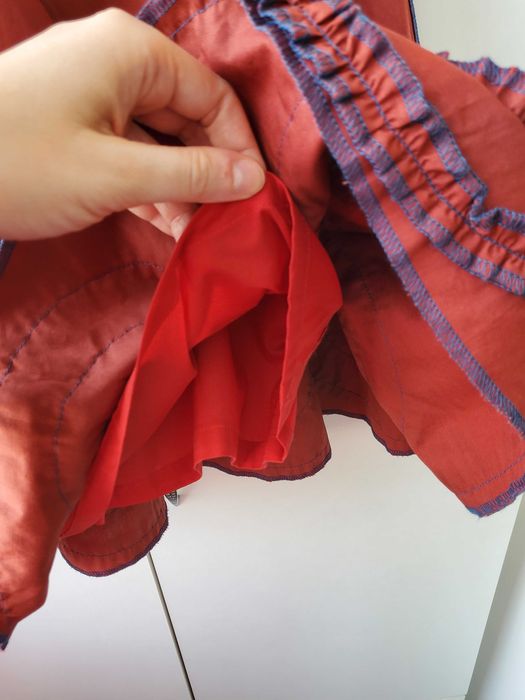 FUSTA din bumbac, rosie cu spirale la baza, XS, marca J.Peterman