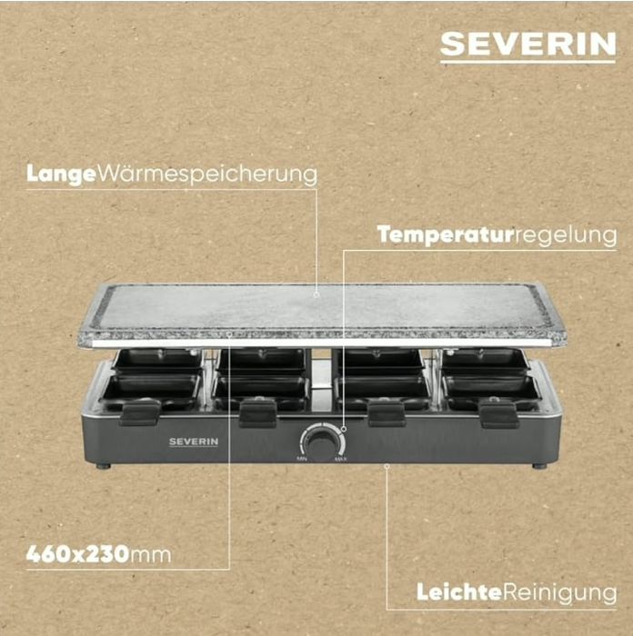 Grătar pentru petreceri Severin Raclette cu piatră naturală