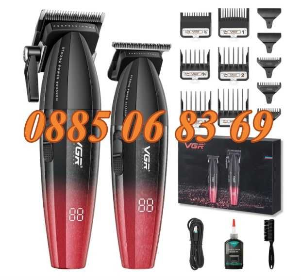 Безжичен професионален комплект за подстригване 2 в 1 VGR V-640 /черен и червен/
