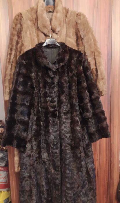 Две дълги палта от норка естествен косъм - размер М