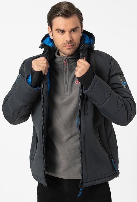 Geographical Norway Зимно яке Beachwood с качулка, Сив/Син