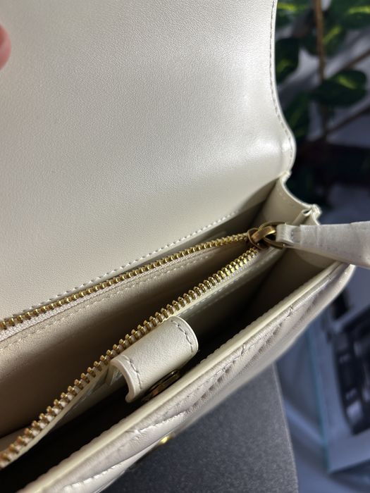 Geanta Pinko Nappa Leather White cream